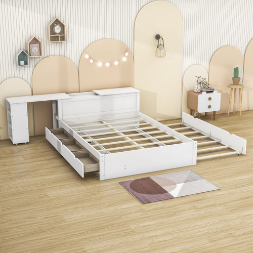 Red Barrel Studio® Full Size Wood Platform Bed with Twin Size Trundle